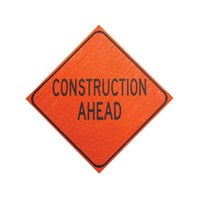 Cortina 07-800-4072 48\" Fluorescent Orange Reflexite Reflective Marathon Roll-Up Sign \"Construction Ahead\"